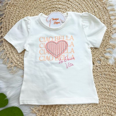 Conj Ciao Bella Coração Off e Coral